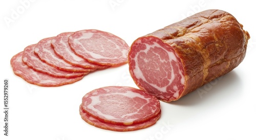 Delicious capocollo isolated on white background, gourmet food use cases.
