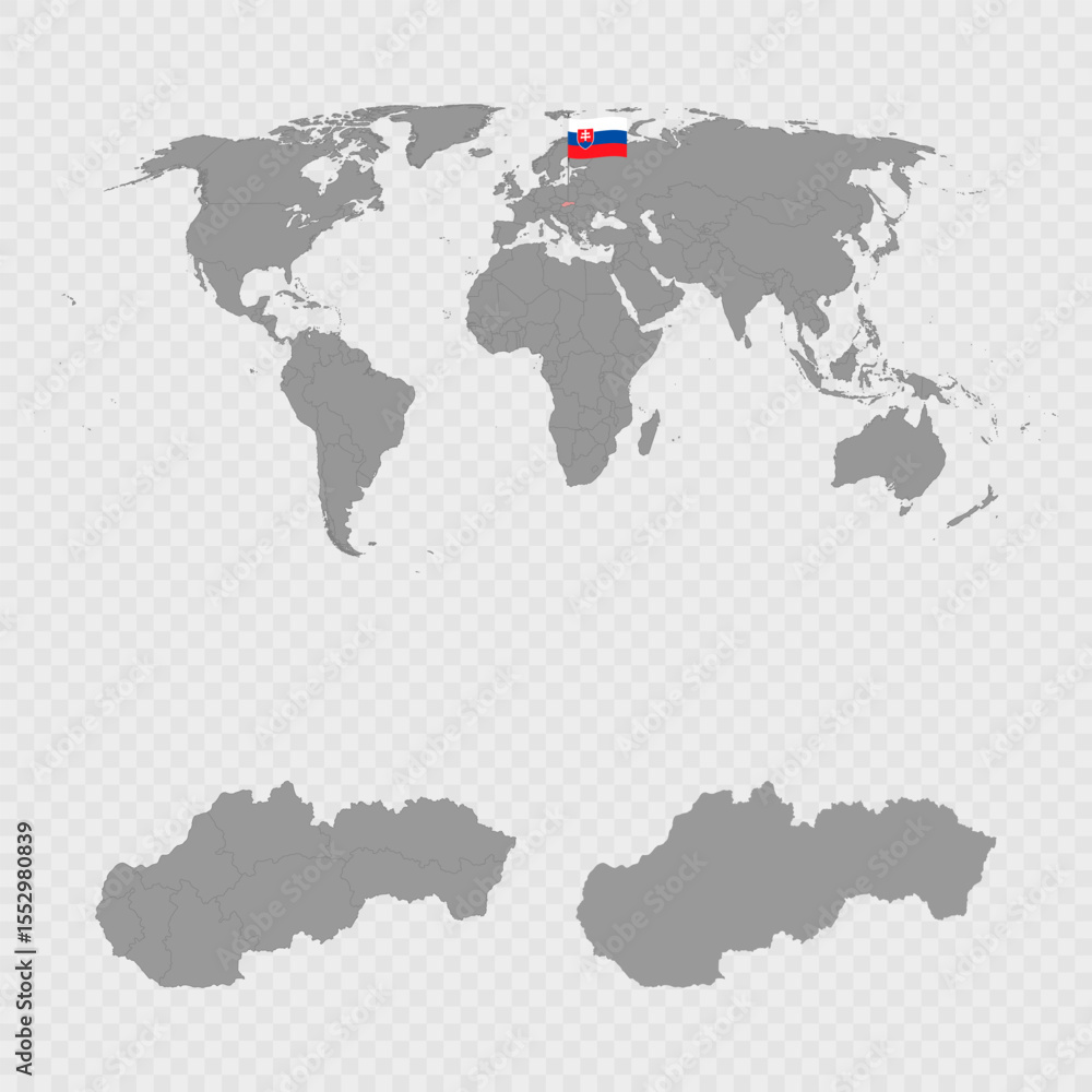 Obraz premium Slovakia Map Set with World Location.