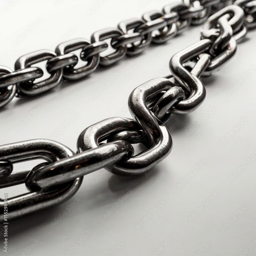 Fototapeta premium Ai generated image of metal chain links isolated on white background