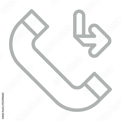 Missed Call Vector Line Grey Icon Design