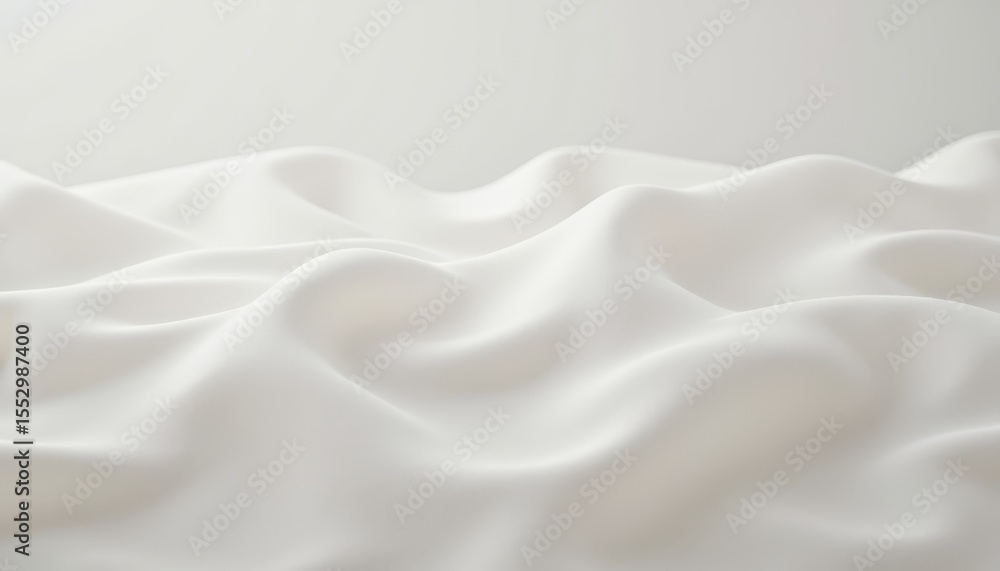 Fototapeta premium Luxurious white silk fabric background, smooth, flowing drapes for elegant designs and photography