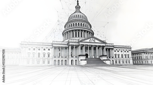 Fototapeta Naklejka Na Ścianę i Meble -  United States Capitol Building in Wireframe Visualization