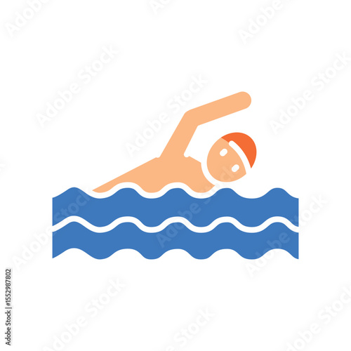 swimming color flat icon for digital and print projects.