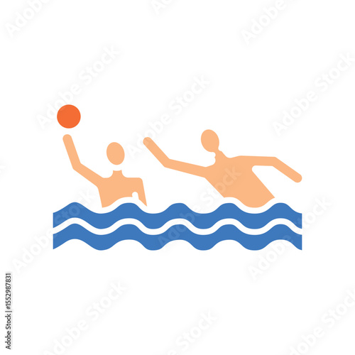 water polo color flat icon for digital and print projects.