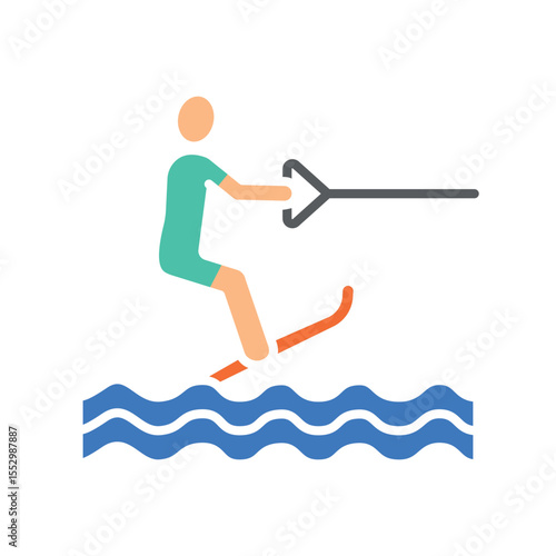water skis color flat icon for digital and print projects.