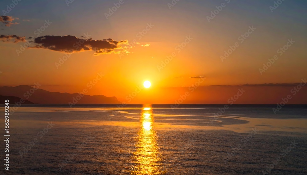 Fototapeta premium Golden Sunset over Calm Sea.