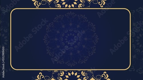 Blue Background With Mandala Rotating. Best For Invitation Cards