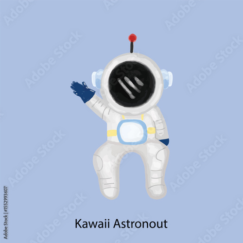 Watercolor Cute Little Astronaut Collection. Kawaii Astronaut different variant gesture or activity. 