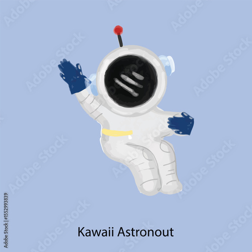 Watercolor Cute Little Astronaut Collection. Kawaii Astronaut different variant gesture or activity. 