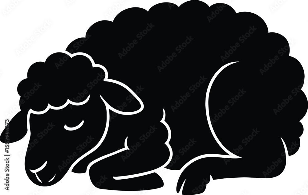 Obraz premium Sheep olid black silhouette illustration eps on white background 