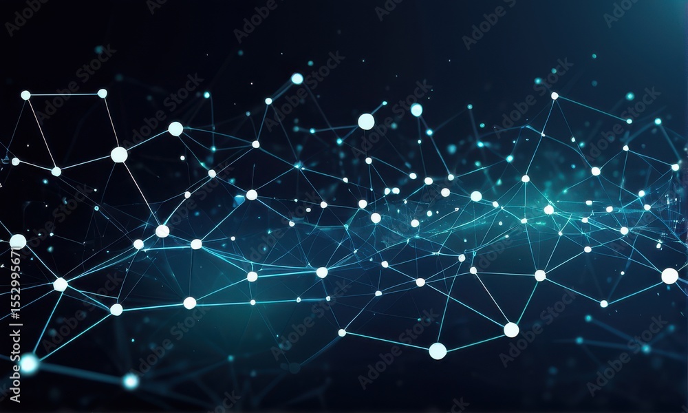 Fototapeta premium Abstract Teal Network Connections on Dark Blue Background