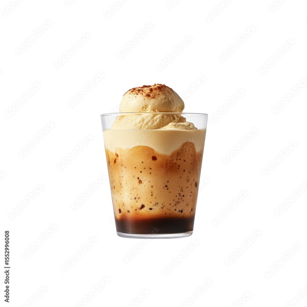 Iced Coffee with Vanilla Ice Cream Dessert Drink in Glass Iced Coffee with Vanilla Ice Cream Dessert Drink in Glass