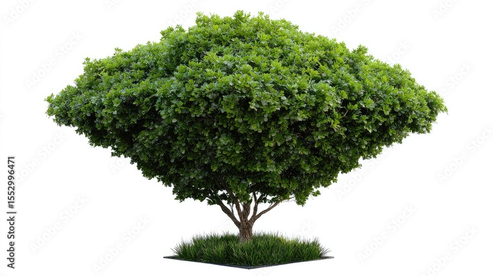 Fototapeta premium Clipped D hedge tree with geometric form, transparent PNG ideal for modern landscaping