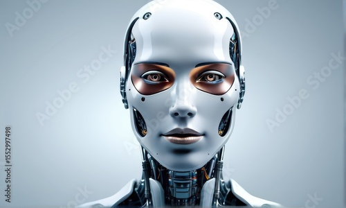 Close Up of a Realistic Female Humanoid Robot Face