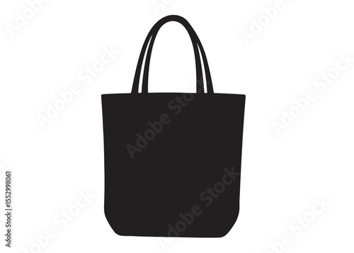 Black Tote Bag Vector, Silhouette bag ladies, Hand Drawn Shopping Bag Icon Vector, Collection of Ladies Bag Vector Silhouettes, vector silhouette of a tote bag silhouettes on the white background