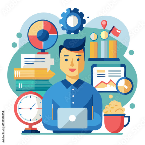 Productivity concept Efficient work efficient use of time and maximum use of raw materials to achieve the greatest results modern flat design simple vector illustration isolated transparent background
