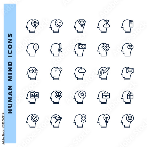 25 Human Mind Lineal icon pack. vector illustration.