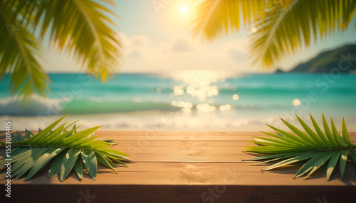 tropical beach with palm trees