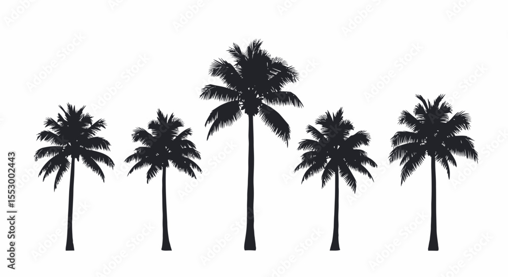 Obraz premium Collection of Silhouette Palm Trees Tropical Paradise Vector Graphics for Design Projects