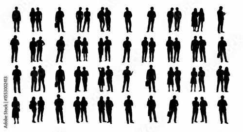 Collection of Diverse People Silhouettes  Perfect for Design Projects, Presentations, and Illustrations.  High-Resolution Vector Silhouettes for Various Applications.