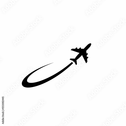Airplane in Flight, Taking Off, Travel Icon, Air Travel Logo, Journey Symbol Simple Vector Illustration