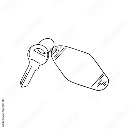 retro motel key and fob line art