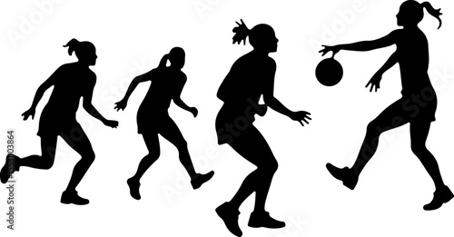  Female Netball Players vector