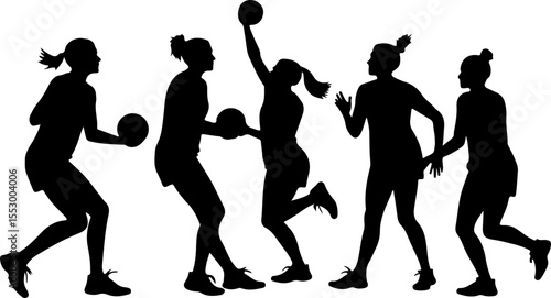  Female Netball Players vector