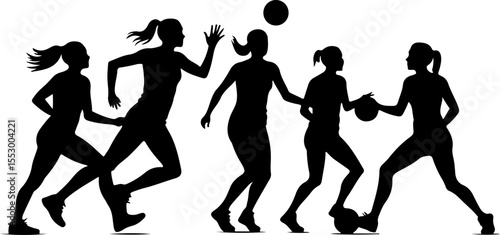  Female Netball Players vector