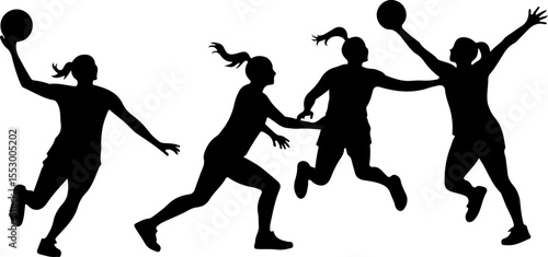  Female Netball Players vector