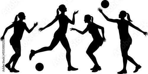  Female Netball Players vector