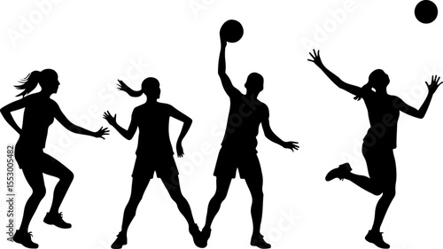  Female Netball Players vector