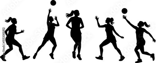  Female Netball Players vector