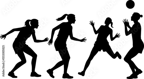  Female Netball Players vector