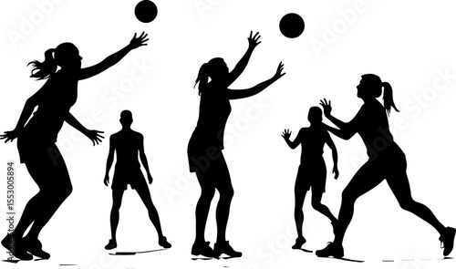  Female Netball Players vector