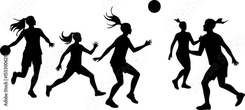  Female Netball Players vector