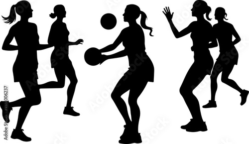  Female Netball Players vector