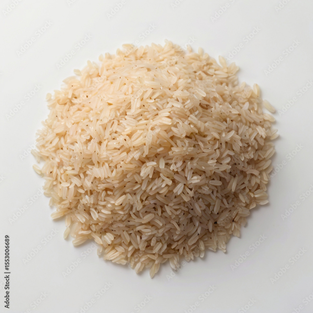 Pile of uncooked brown rice isolated on white background Pile of uncooked brown rice isolated on white background