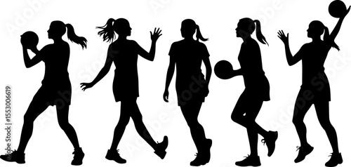 Female Netball Players Silhouettes