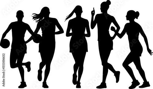Female Netball Players Silhouettes