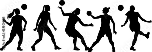 Female Netball Players Silhouettes