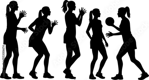 Female Netball Players Silhouettes