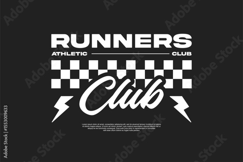 Active Running Lifestyle Club T-shirt Design Modern Sport Vector