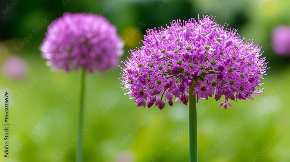 Vibrant Allium Blooms in Full Bloom, Showcasing Stunning Floral Heads in a Picturesque Park Setting Vibrant Allium Blooms in Full Bloom, Showcasing Stunning Floral Heads in a Picturesque Park Setting