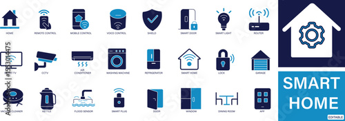 Smart Home Icon Set  Home Automation, IoT, Security, Voice Control, Smart Device