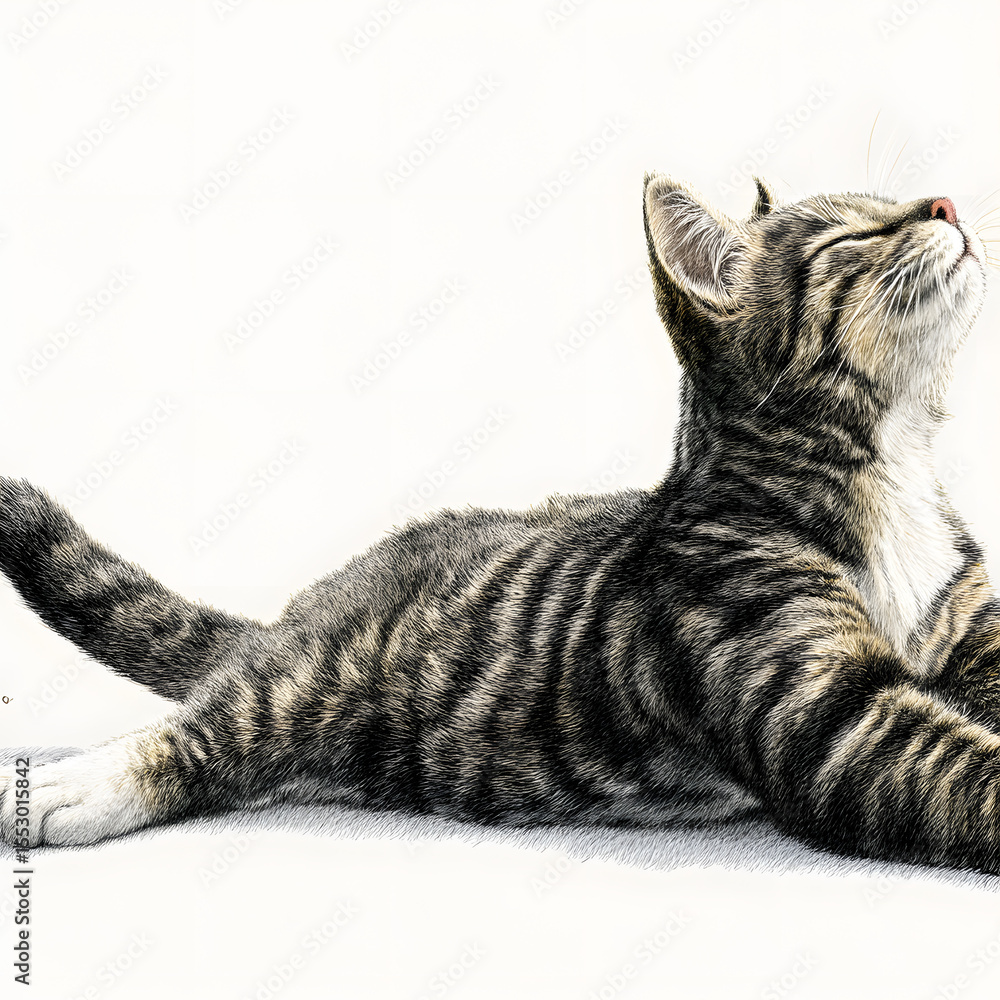 Obraz premium A cat is laying on a white surface
