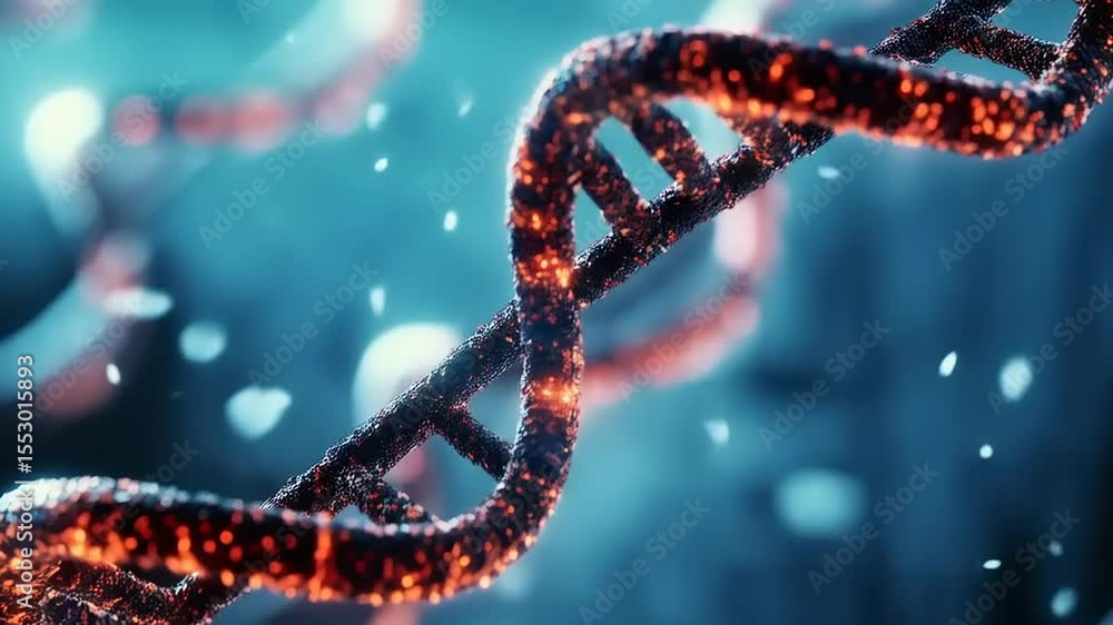 Glowing DNA Strand: A Microscopic Journey into Genetic Code