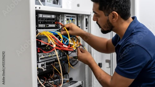 Wallpaper Mural Technician working on network equipment in a server rack Torontodigital.ca