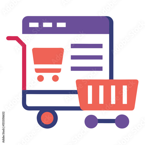 Online shopping cart icon representing e commerce and digital retail