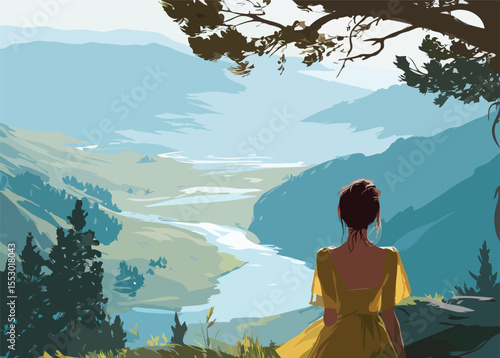 woman in the mountains